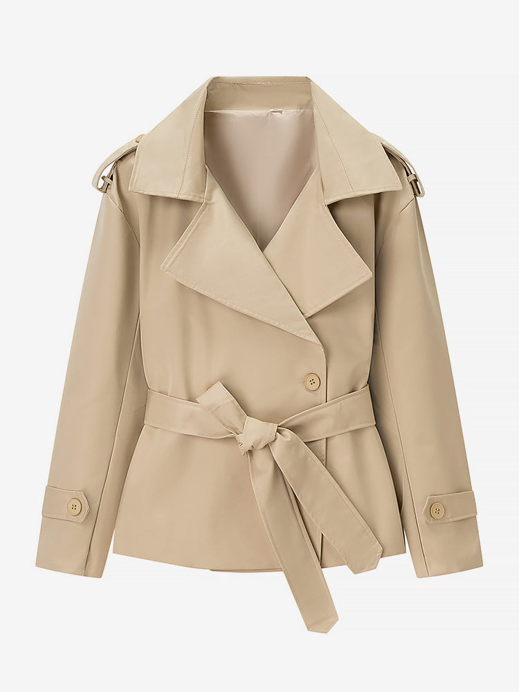Cropped Trench Coat Women's Short Jacket - Chic Belted Slim Fit Windbreaker - Spring Office-to-dinner Daily Outerwear 2026
