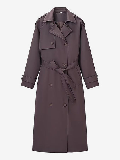 Oversized Trench Coat For Women - Chocolate Brown Chic Double Breasted Maxi Windbreaker - Spring Evening Out 2026
