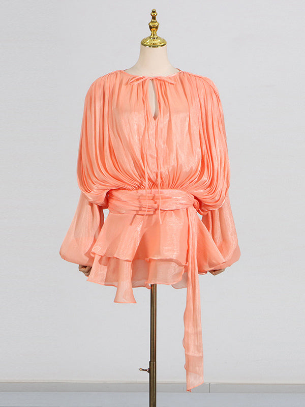 Lantern Sleeve Mini Dress For Women - Pleated Tie Waist Fit Flare - Spring Party Cocktail Outfit 2026