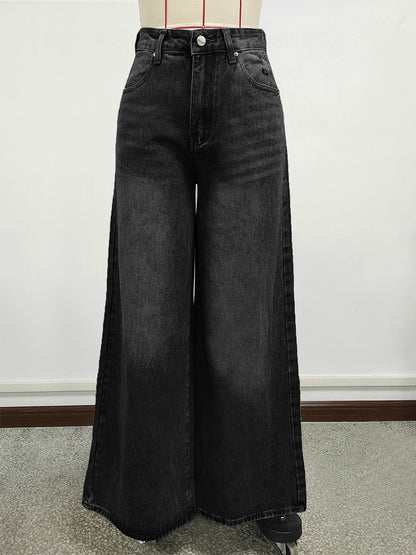 High Rise Baggy Skater Jeans For Women - Distressed Wide Leg Puddle Pants - Spring Daily Streetwear 2026