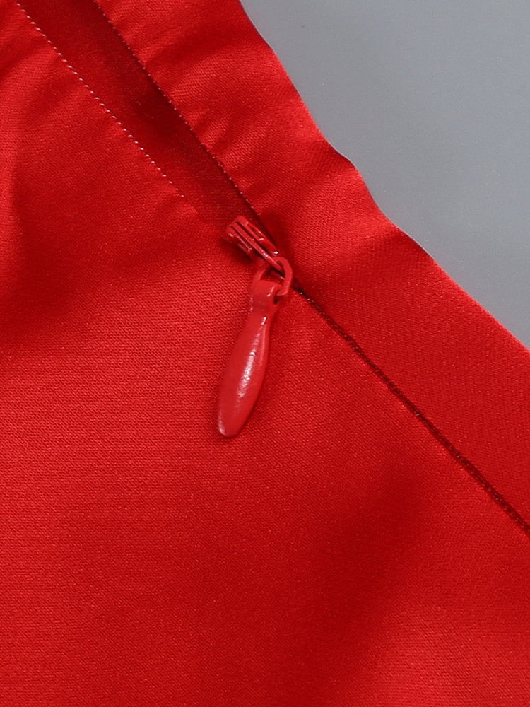 Elegant Rosette Maxi Evening Dress For Women - Red Satin Backless Bodycon Long Gown With 3D Flowers - Summer Prom Party 2026
