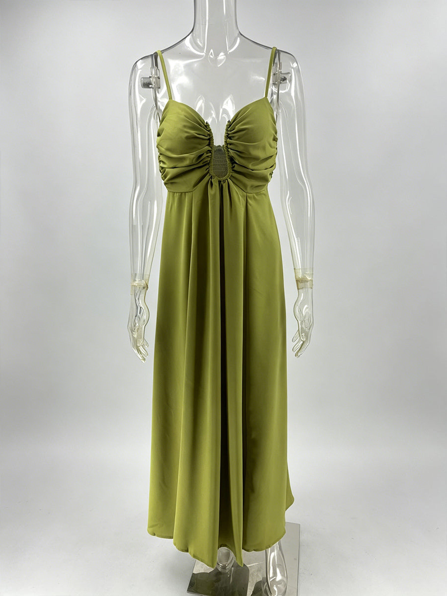Sexy Cutout Maxi Dress For Women - Ruched Bust Spaghetti Strap Boho Flowy Sundress - Summer Beach Vacation 2026