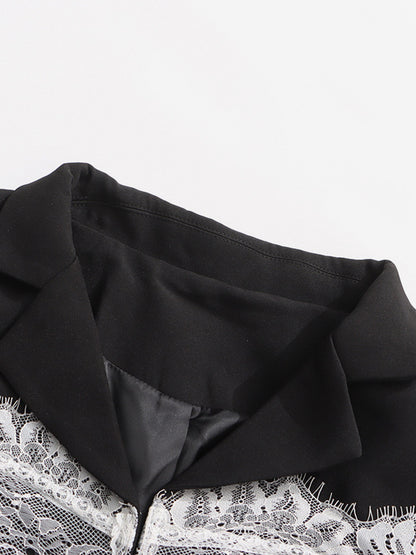 Sexy Corset Lace Blazer For Women - Black White Contrast Bustier Slim Suit Jacket - Spring Night Out Party 2026