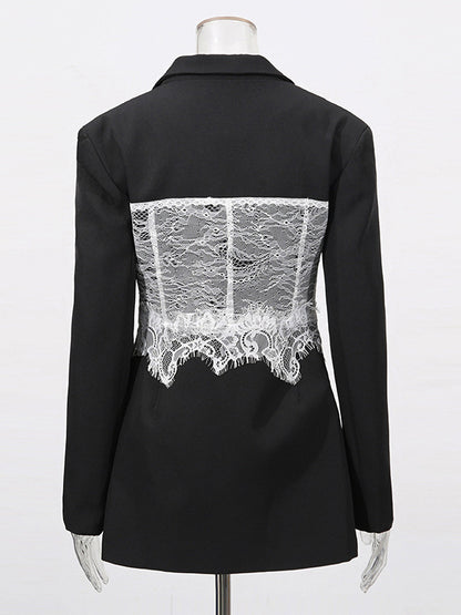 Sexy Corset Lace Blazer For Women - Black White Contrast Bustier Slim Suit Jacket - Spring Night Out Party 2026