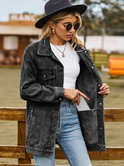 Oversized Denim Jacket For Women - Long Boyfriend Fit Distressed Jean Trucker Coat - Spring Chic Streetwear 2026