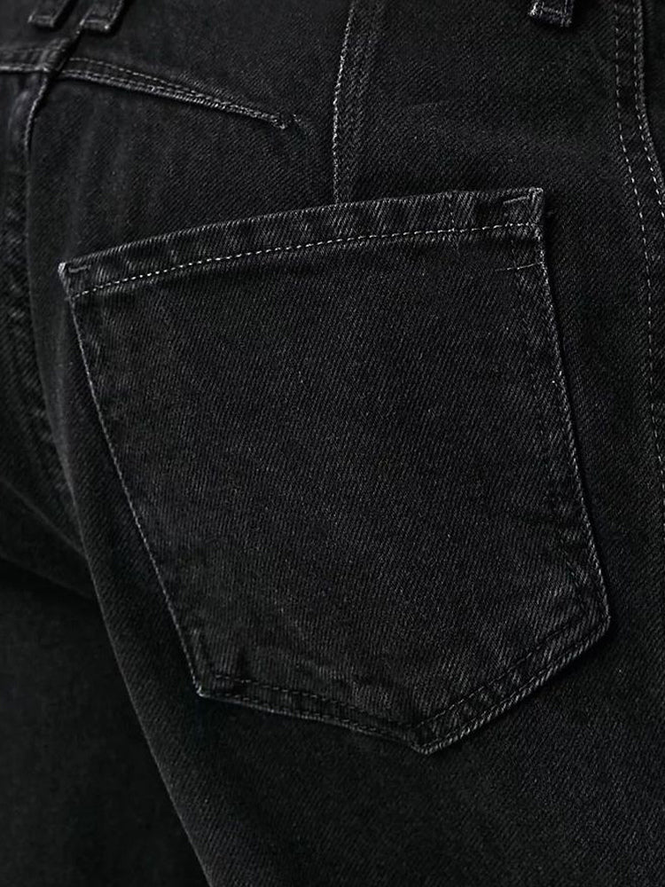 Horseshoe Barrel Jeans For Women - Baggy Wide Leg Washed Denim Trousers With Curved Seam - Spring Streetwear 2026