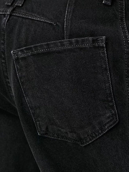 Horseshoe Barrel Jeans For Women - Baggy Wide Leg Washed Denim Trousers With Curved Seam - Spring Streetwear 2026