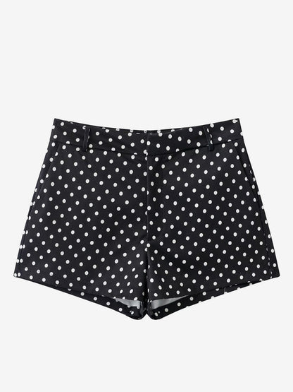 Polka Dot 2 Piece Set For Women - Casual Crop Jacket And Shorts - Spring Streetwear 2026