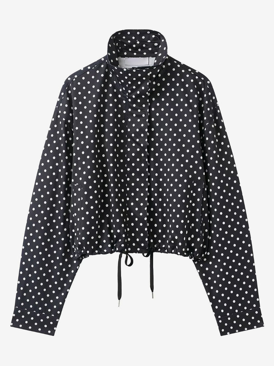 Polka Dot 2 Piece Set For Women - Casual Crop Jacket And Shorts - Spring Streetwear 2026
