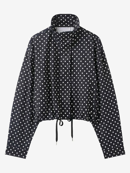 Polka Dot 2 Piece Set For Women - Casual Crop Jacket And Shorts - Spring Streetwear 2026