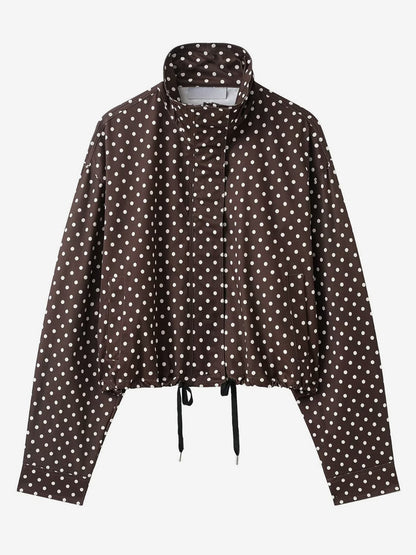 Polka Dot 2 Piece Set For Women - Casual Crop Jacket And Shorts - Spring Streetwear 2026