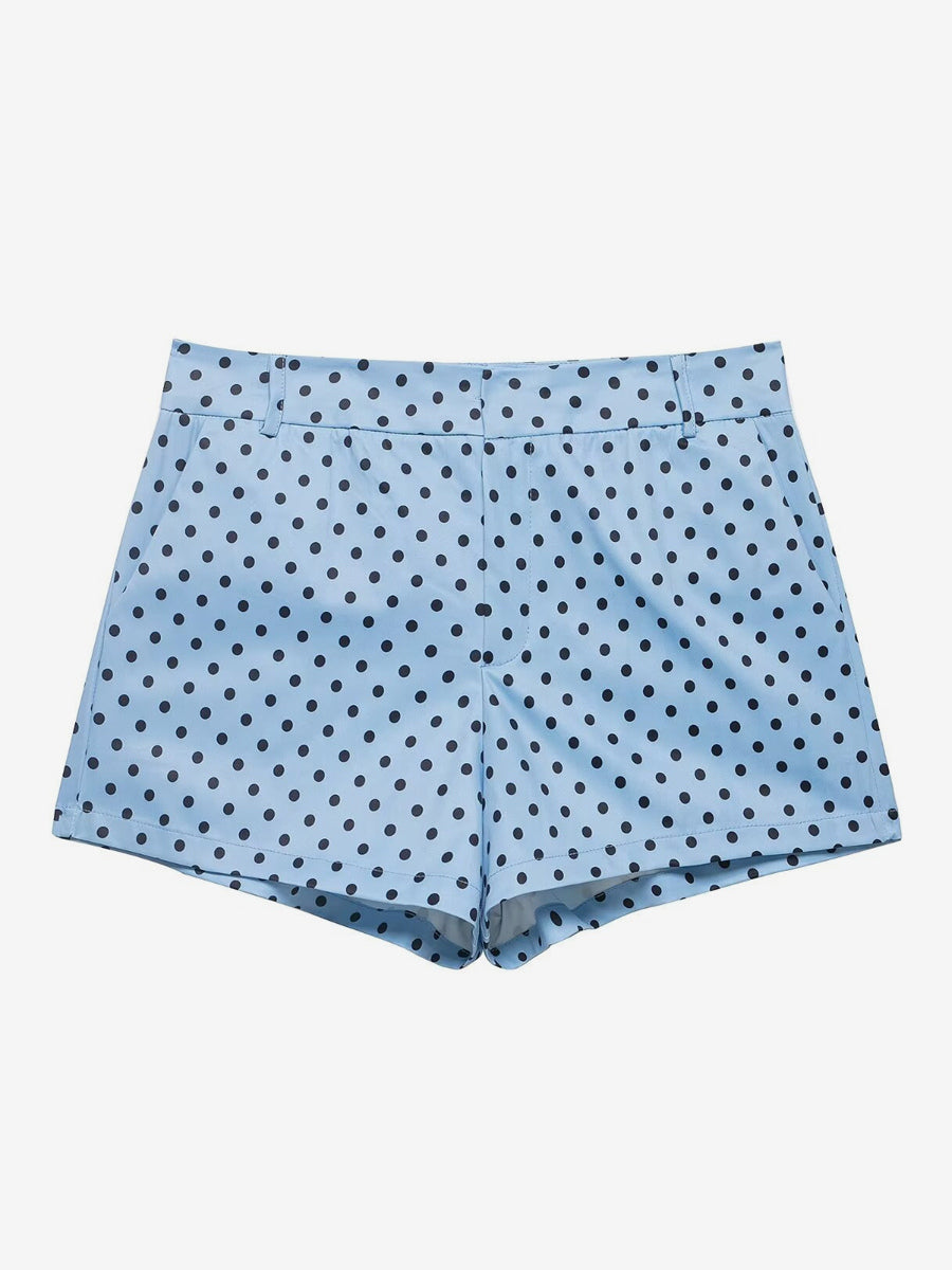Polka Dot 2 Piece Set For Women - Casual Crop Jacket And Shorts - Spring Streetwear 2026