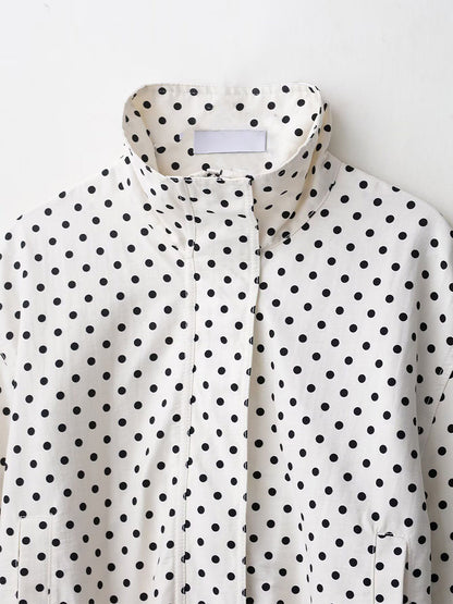 Polka Dot 2 Piece Set For Women - Casual Crop Jacket And Shorts - Spring Streetwear 2026