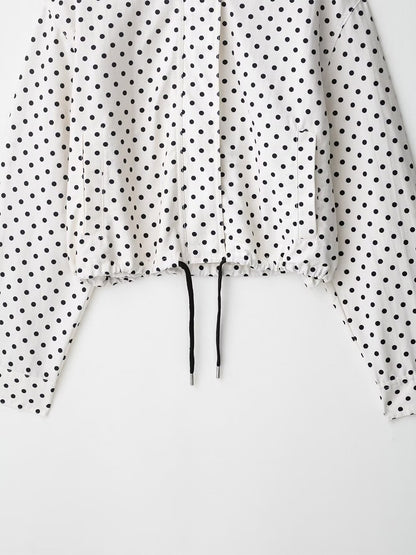 Polka Dot 2 Piece Set For Women - Casual Crop Jacket And Shorts - Spring Streetwear 2026