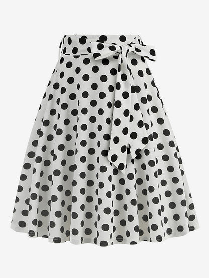 Vintage 1950s Printed Skirt For Women - Retro High Waisted A-Line Swing Midi Skirt With Belt - Summer Tropical Party 2026