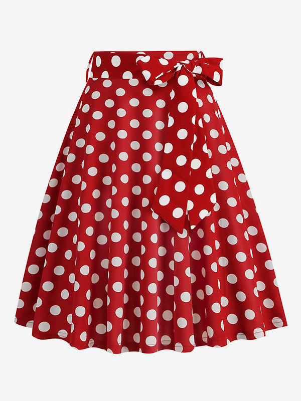 Vintage 1950s Printed Skirt For Women - Retro High Waisted A-Line Swing Midi Skirt With Belt - Summer Tropical Party 2026
