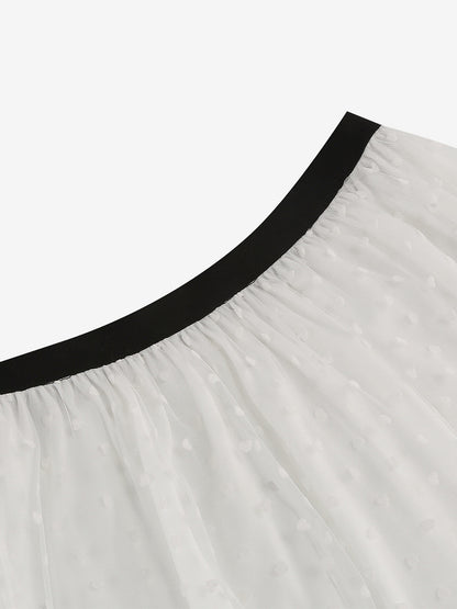 Elegant Heart Tulle Skirt For Women - Fluffy Mesh High Waisted A-Line Long Skirt - Spring Summer Party Wear 2026
