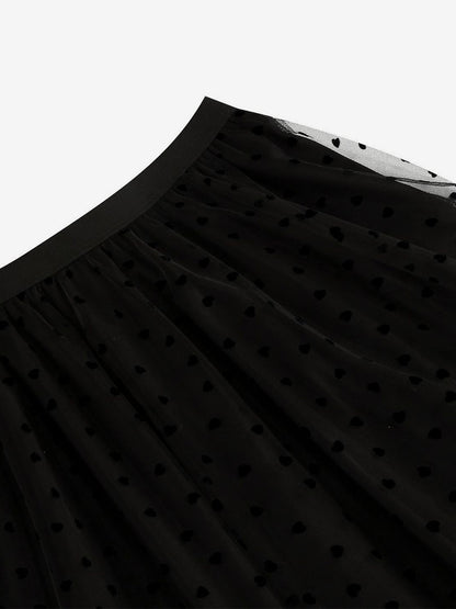 Elegant Heart Tulle Skirt For Women - Fluffy Mesh High Waisted A-Line Long Skirt - Spring Summer Party Wear 2026