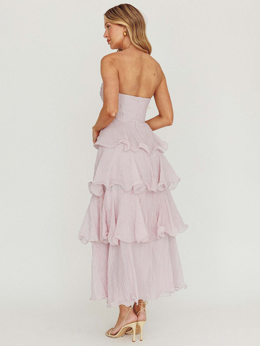 Tiered Ruffle Maxi Dress For Women - Sleeveless Layered A-Line Tube Sun Dress - Summer Wedding Guest 2026