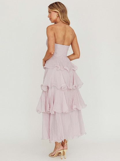 Tiered Ruffle Maxi Dress For Women - Sleeveless Layered A-Line Tube Sun Dress - Summer Wedding Guest 2026