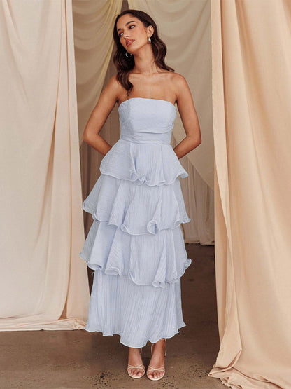 Tiered Ruffle Maxi Dress For Women - Sleeveless Layered A-Line Tube Sun Dress - Summer Wedding Guest 2026