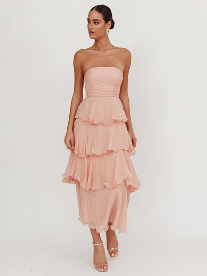 Tiered Ruffle Maxi Dress For Women - Sleeveless Layered A-Line Tube Sun Dress - Summer Wedding Guest 2026