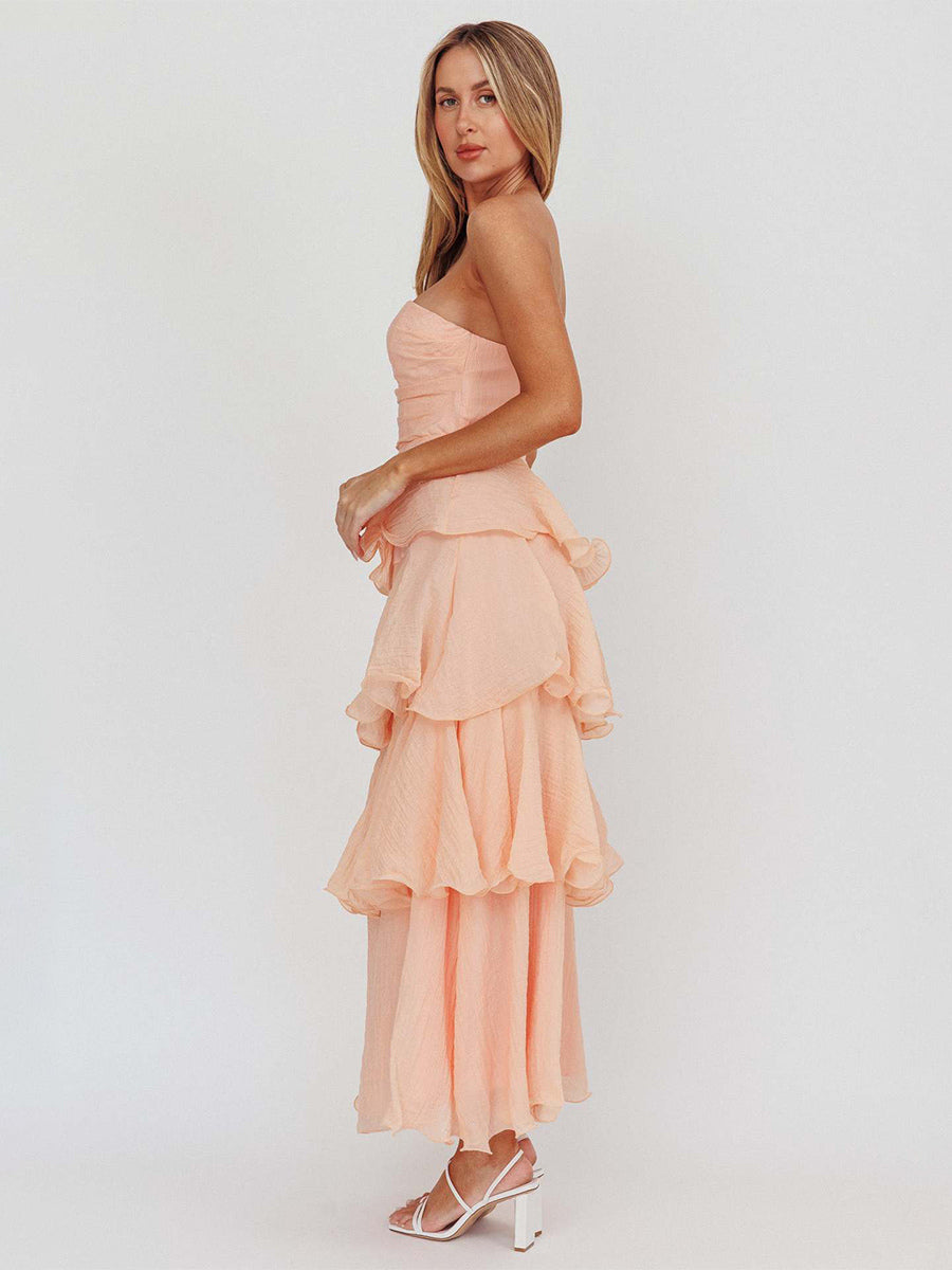 Tiered Ruffle Maxi Dress For Women - Sleeveless Layered A-Line Tube Sun Dress - Summer Wedding Guest 2026
