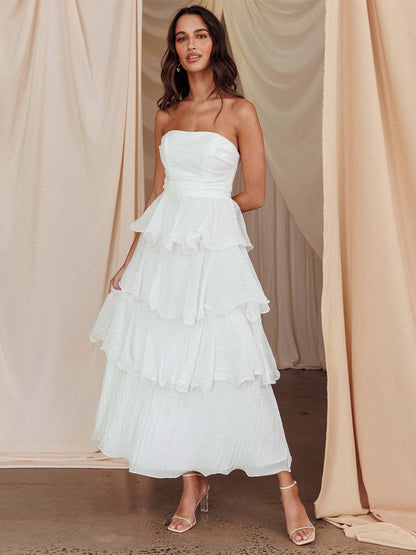 Tiered Ruffle Maxi Dress For Women - Sleeveless Layered A-Line Tube Sun Dress - Summer Wedding Guest 2026