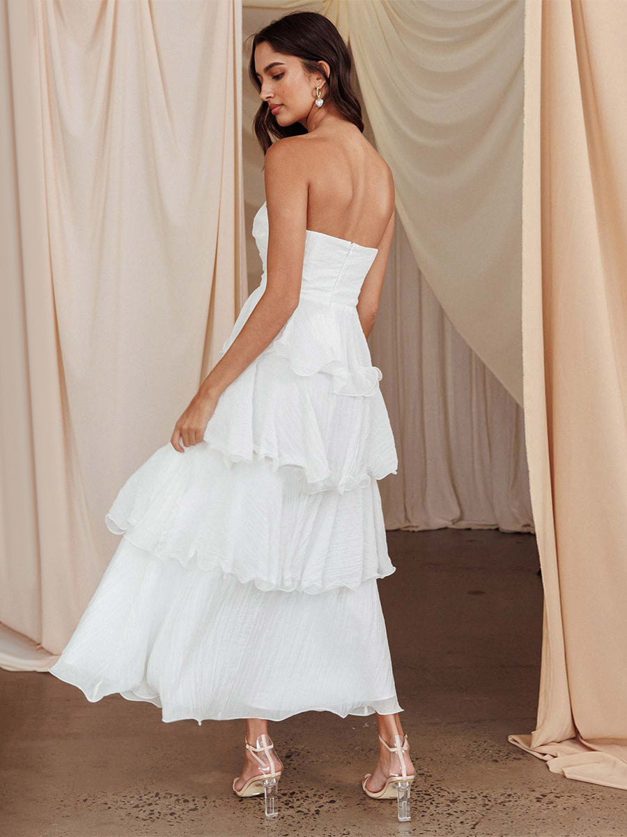 Tiered Ruffle Maxi Dress For Women - Sleeveless Layered A-Line Tube Sun Dress - Summer Wedding Guest 2026