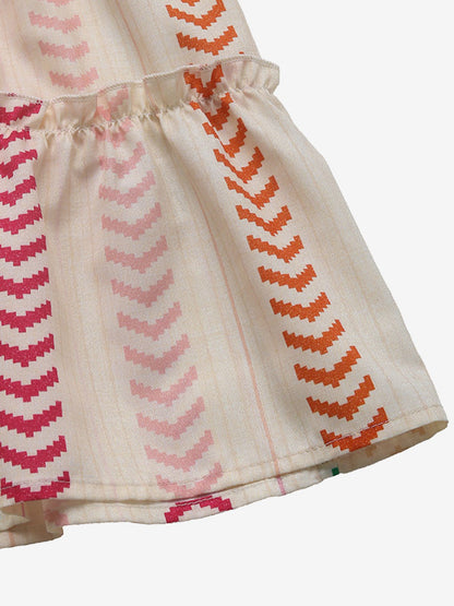 Skirts Apricot Bohemian Stripes Summer Mid-calf Length Women's Bottoms