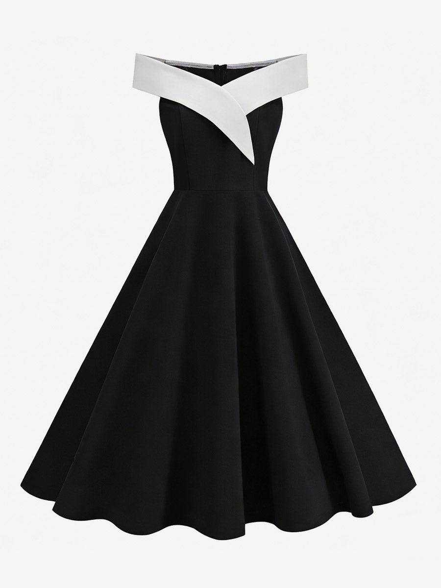 Burgundy Off Shoulder A Line Midi Dress For Women Elegant Formal