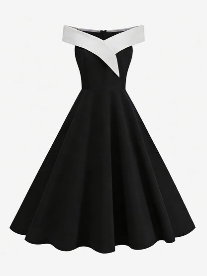 Burgundy Off Shoulder A Line Midi Dress For Women Elegant Formal