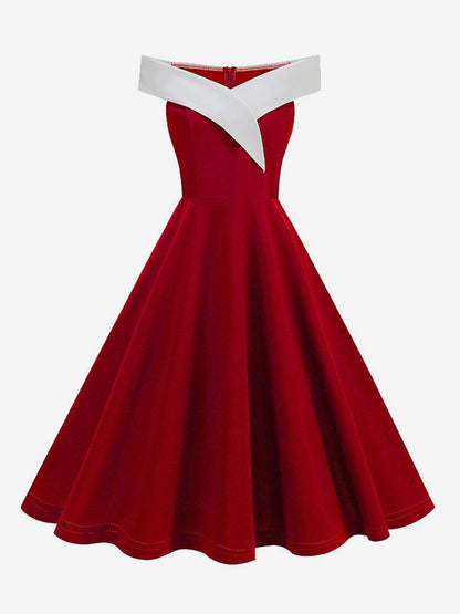 Burgundy Off Shoulder A Line Midi Dress For Women Elegant Formal