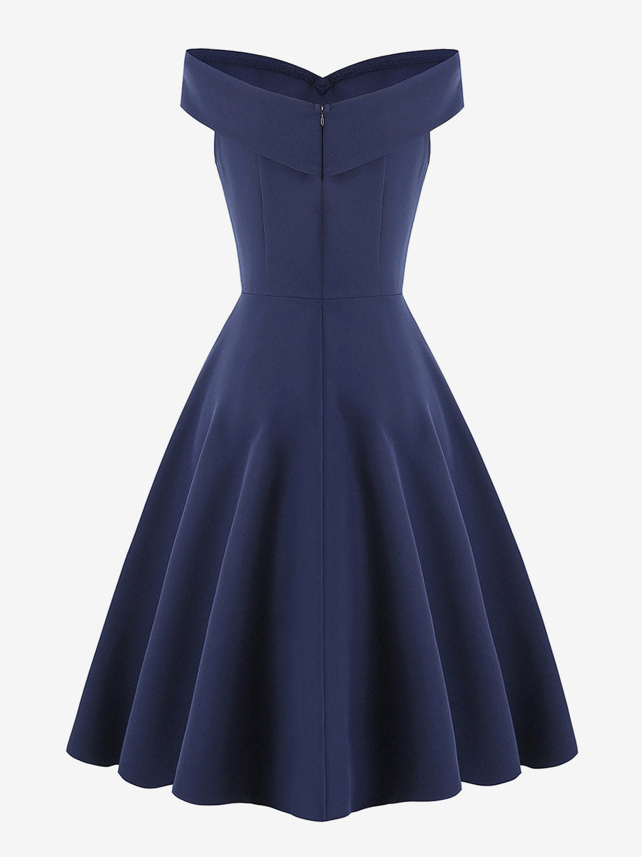 Burgundy Off Shoulder A Line Midi Dress For Women Elegant Formal