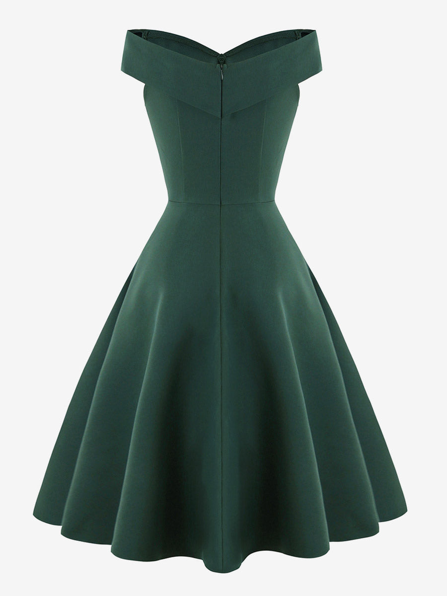 Burgundy Off Shoulder A Line Midi Dress For Women Elegant Formal