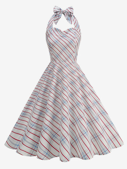 Chic Fitted Blue Plaid Gown With A Line Skirt Perfect For Summer Parties