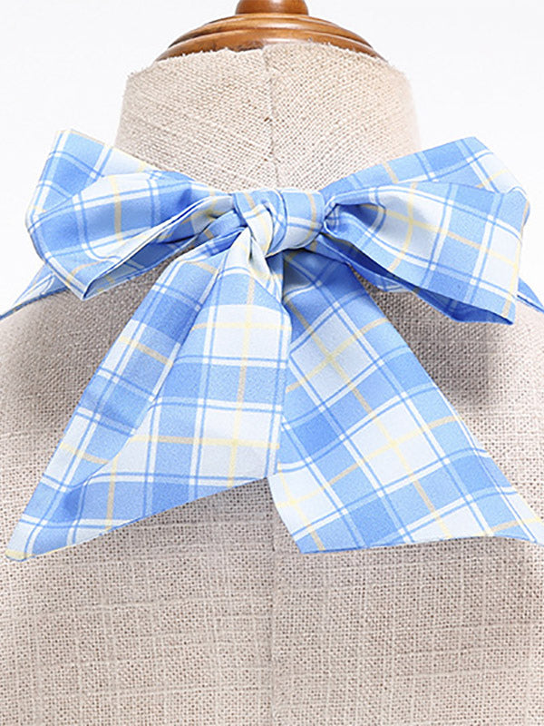 Chic Fitted Blue Plaid Gown With A Line Skirt Perfect For Summer Parties
