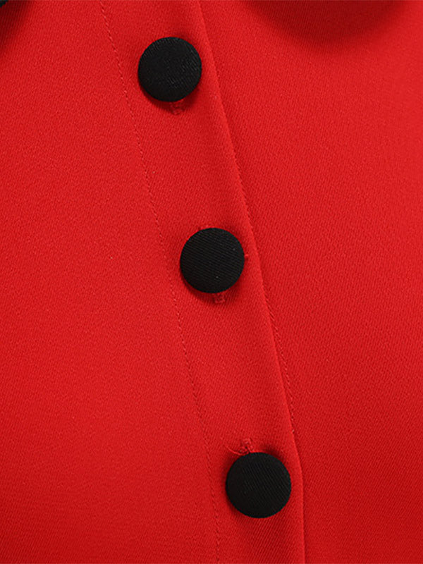 Red Sleeveless Peter Pan Collar A Line Maxi Dress For Women Vintage Chic