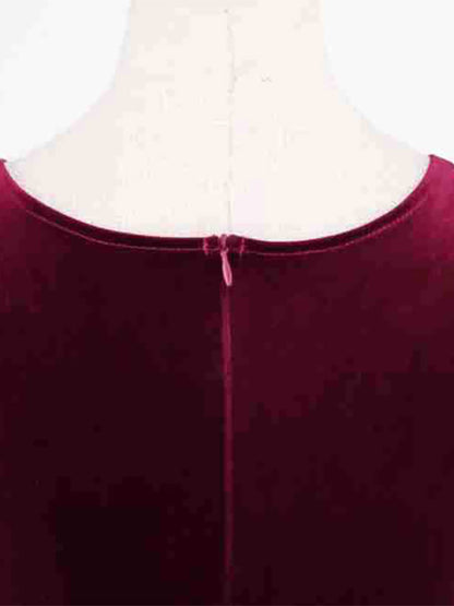 Chic Fitted Burgundy Gown With A Line Skirt Perfect For Evening Events