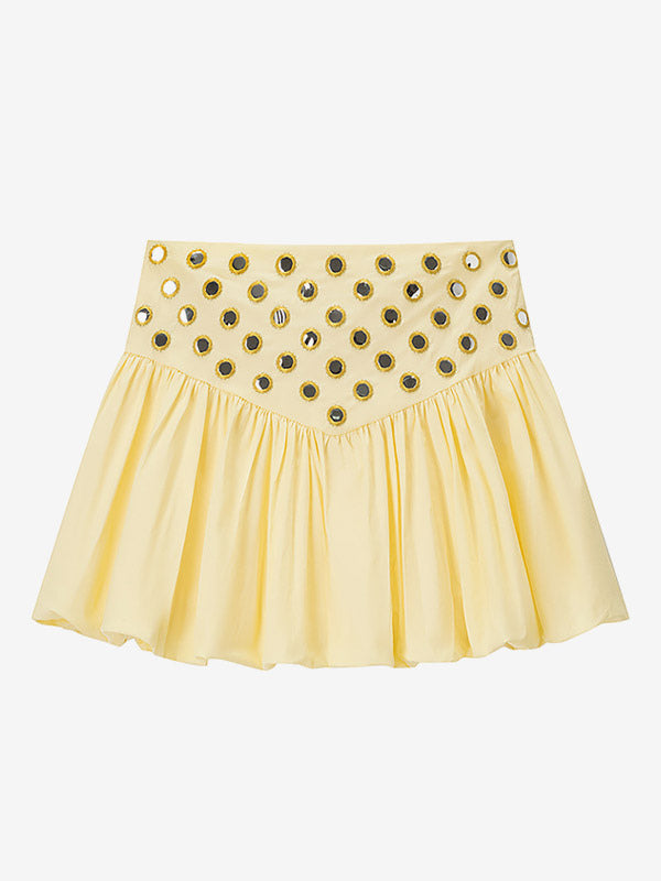 2-Piece Sets Skirt Set Yellow Elegant Straps Neck Pleated Sleeveless Sets