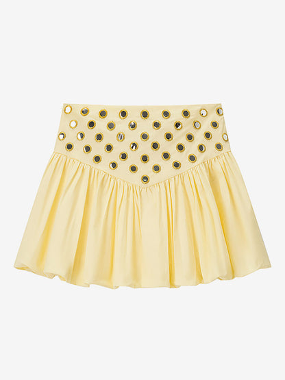 2-Piece Sets Skirt Set Yellow Elegant Straps Neck Pleated Sleeveless Sets