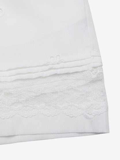 Women's White Elastic Waist Shorts With Floral Embroidery Lace Trim Casual Loose Summer Shorts