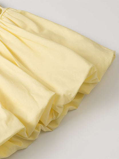 2-Piece Sets Skirt Set Yellow Elegant Straps Neck Pleated Sleeveless Sets