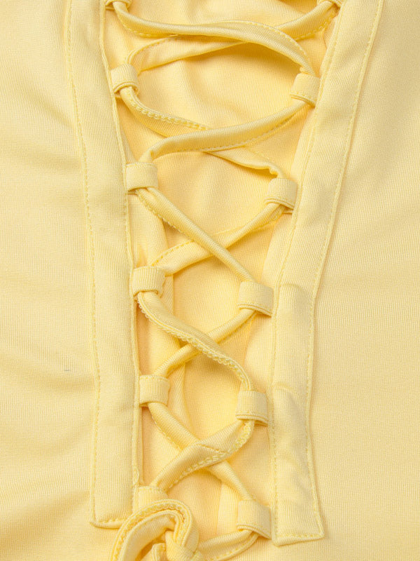 Vacation Dresses Creamy Yellow Ruched Maxi Dress For Women Elegant Evening Style