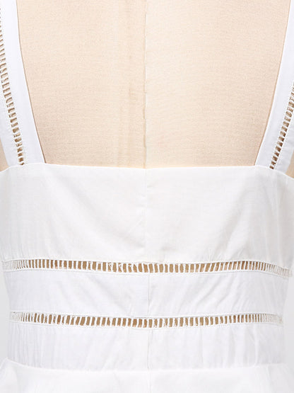 Chic Fitted White Maxi Gown With Lace Detail Perfect For Formal Events