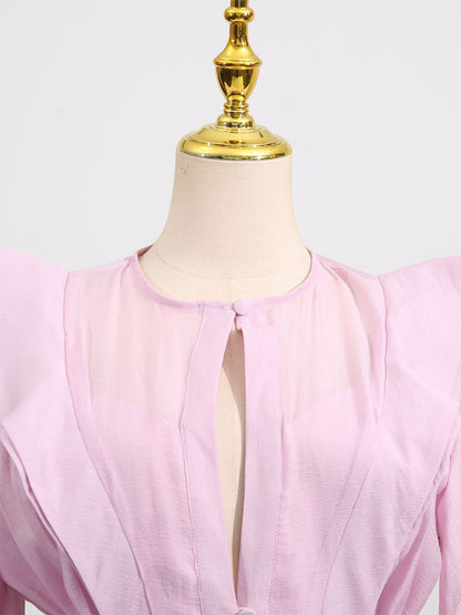 Chic Fitted Pink Gown With Layered Ruffle Perfect For Summer
