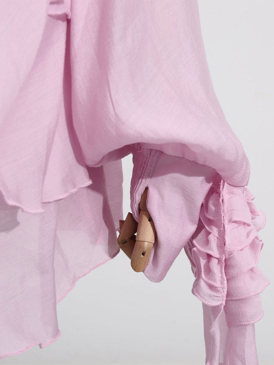 Chic Fitted Pink Gown With Layered Ruffle Perfect For Summer
