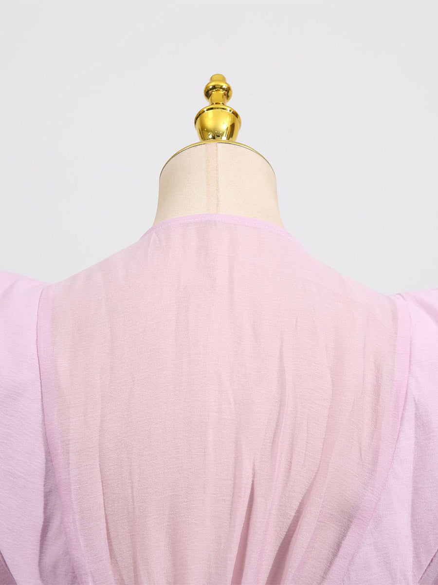 Chic Fitted Pink Gown With Layered Ruffle Perfect For Summer