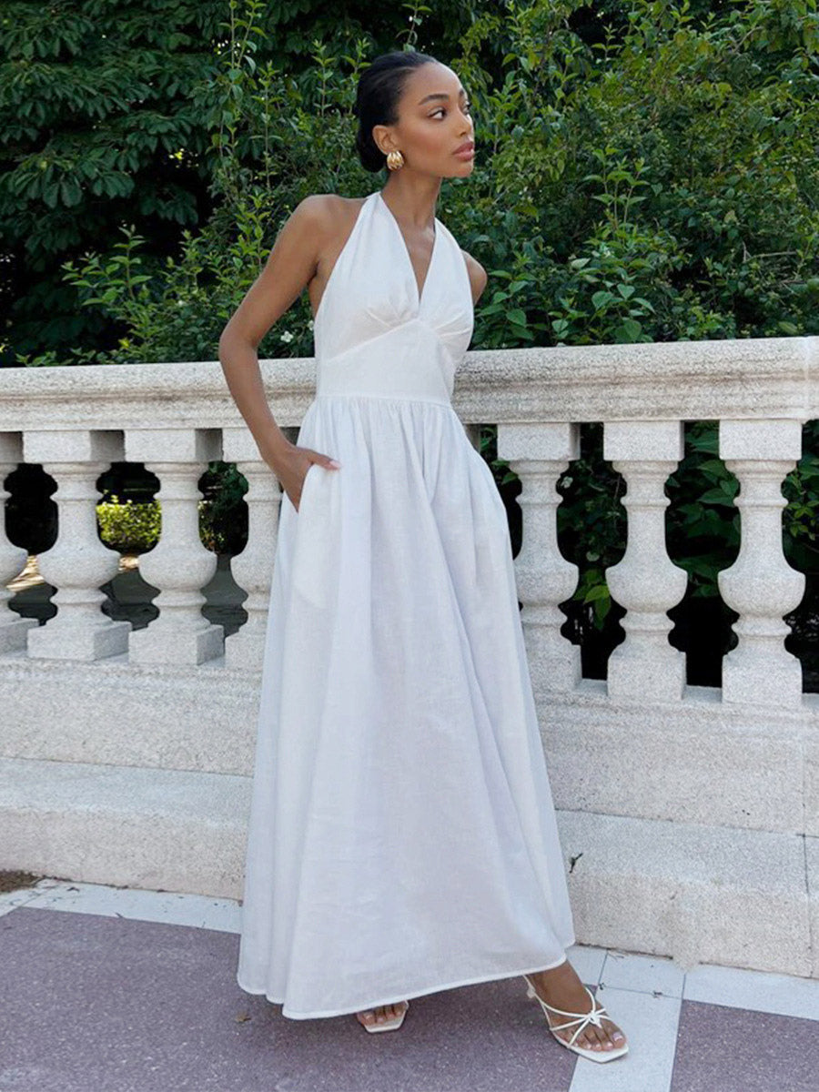 Chic Fitted White Gown With V Neckline Perfect For Summer Events
