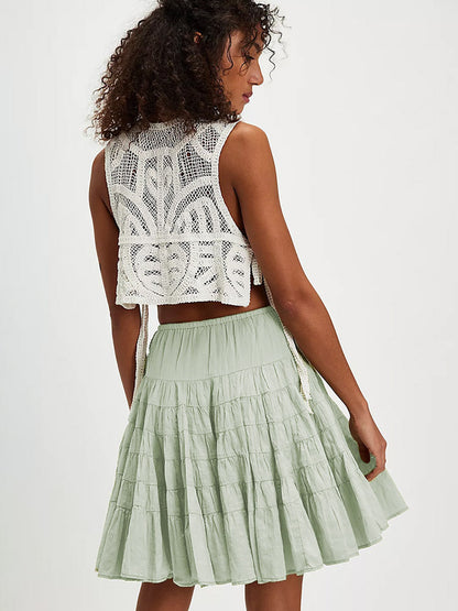 Skirts White Natural Waist Chic Pleated Women's Bottoms